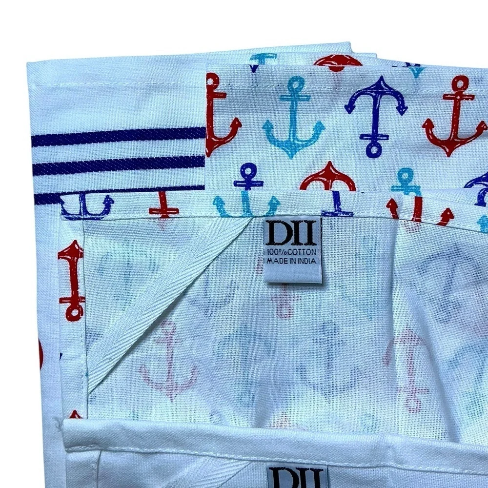 Sail Away Kitchen Towel Embellished Set Coastal Nautical Cotton Set 18 x 28 in